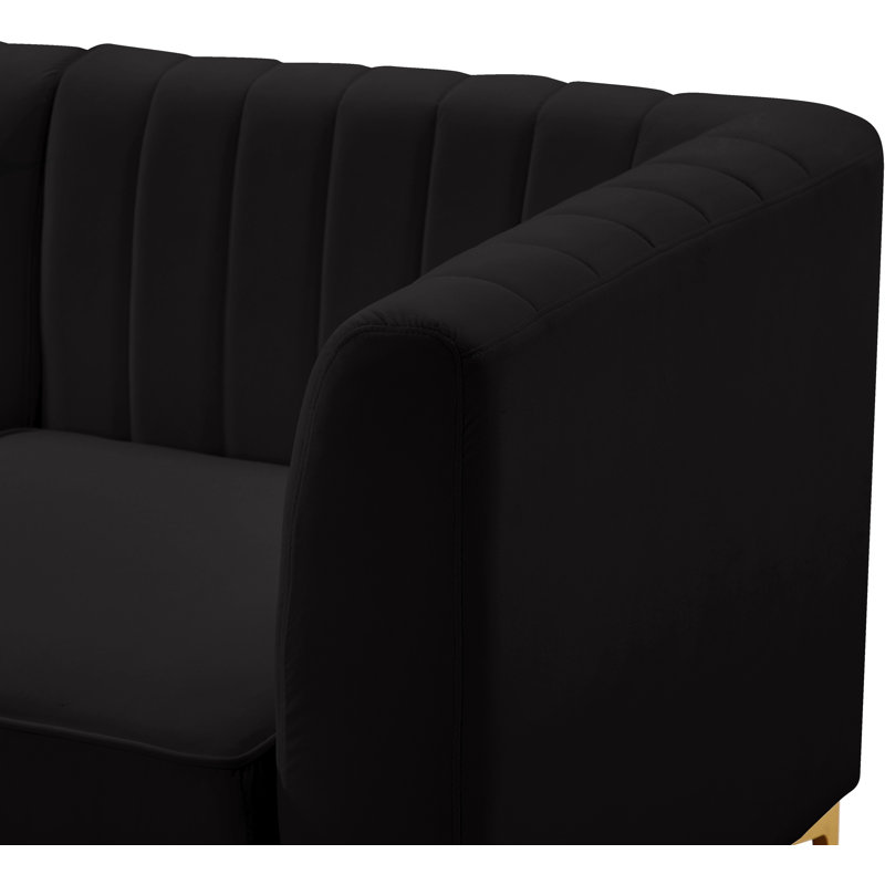 Canapé modulaire en velours réversible de 119 po de largeur Enson, Velours noir