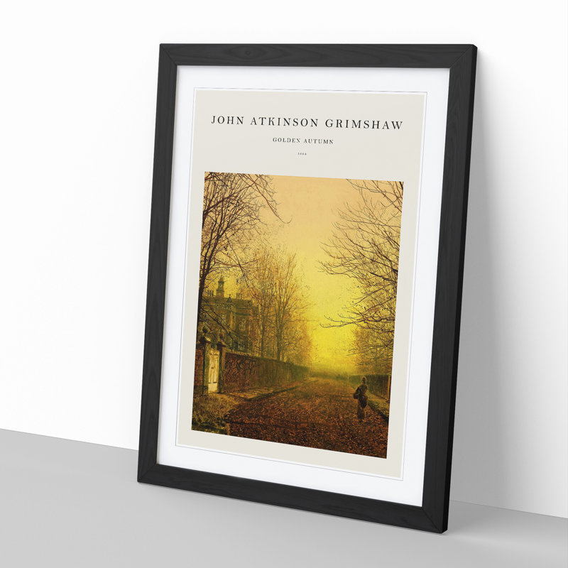 Golden Autumn by John Atkinson Grimshaw - Single Picture Frame Print, 36cm H x 27cm W x 2cm D, Black Framed