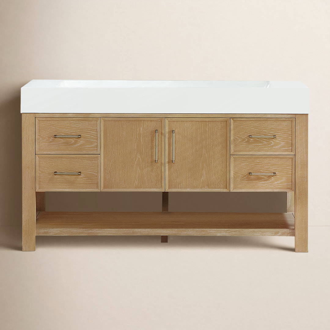 Maho 60'' Single Bathroom Vanity with Engineered Stone Top Birch Lane™