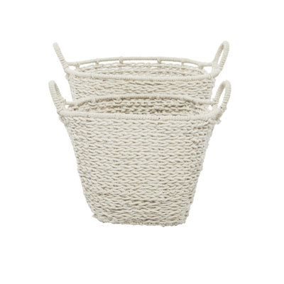 Cotton Fabric Handmade Decorative and Functional Storage Basket with Handles