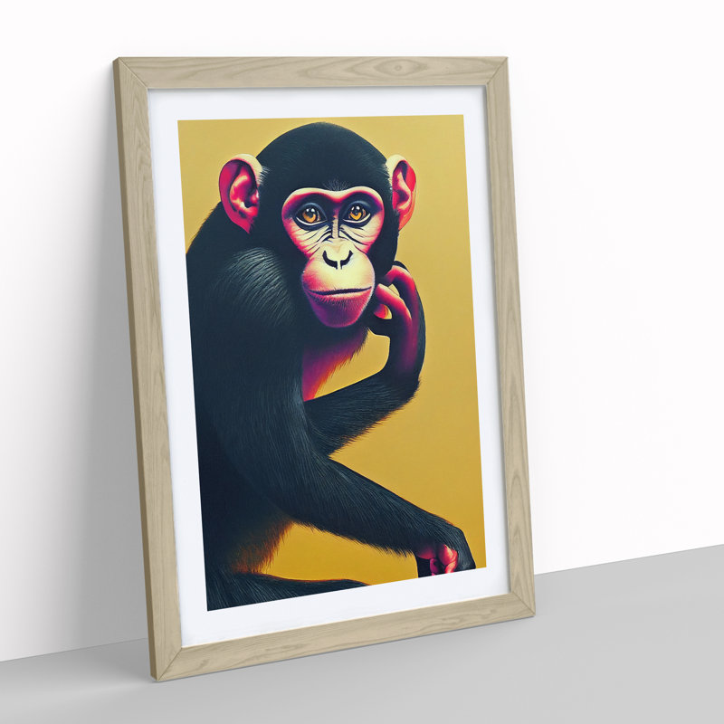 Artful Monkey - Single Picture Frame Print, 34cm H x 25cm W x 2cm D, Oak Framed