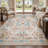Soft Floral Beige/Blush Non-Slip Washable Area Rug-216987303-204160789