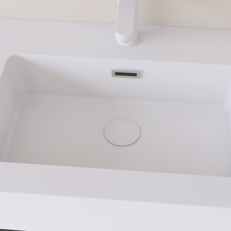 Meuble-lavabo mural 72 po avec lavabo à surface solide blanc, 72"