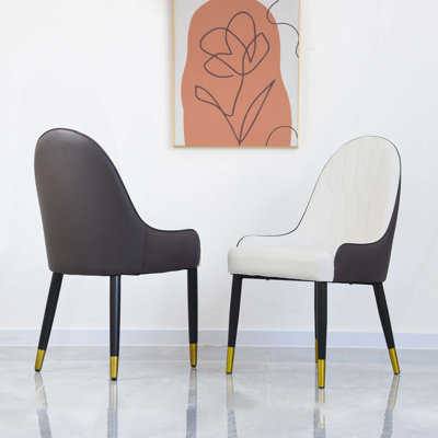 Chaise de salle à manger rembourrée d'éponge moderne avec pieds en bois massif, convient aux restaurants et aux salons (ensemble de 2)