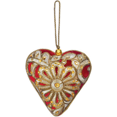 Red Heart Ornament - Set of 2