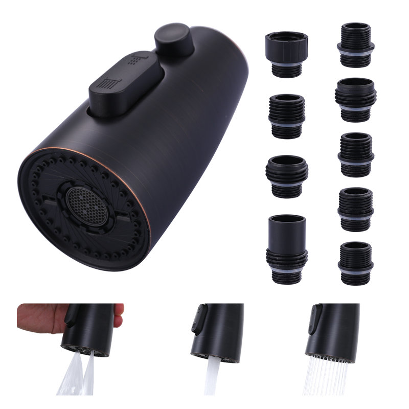 1/2 po Robinet de cuisine rétractable à 3 fonctions avec 9 adaptateurs, Bronze frotté à l'huile