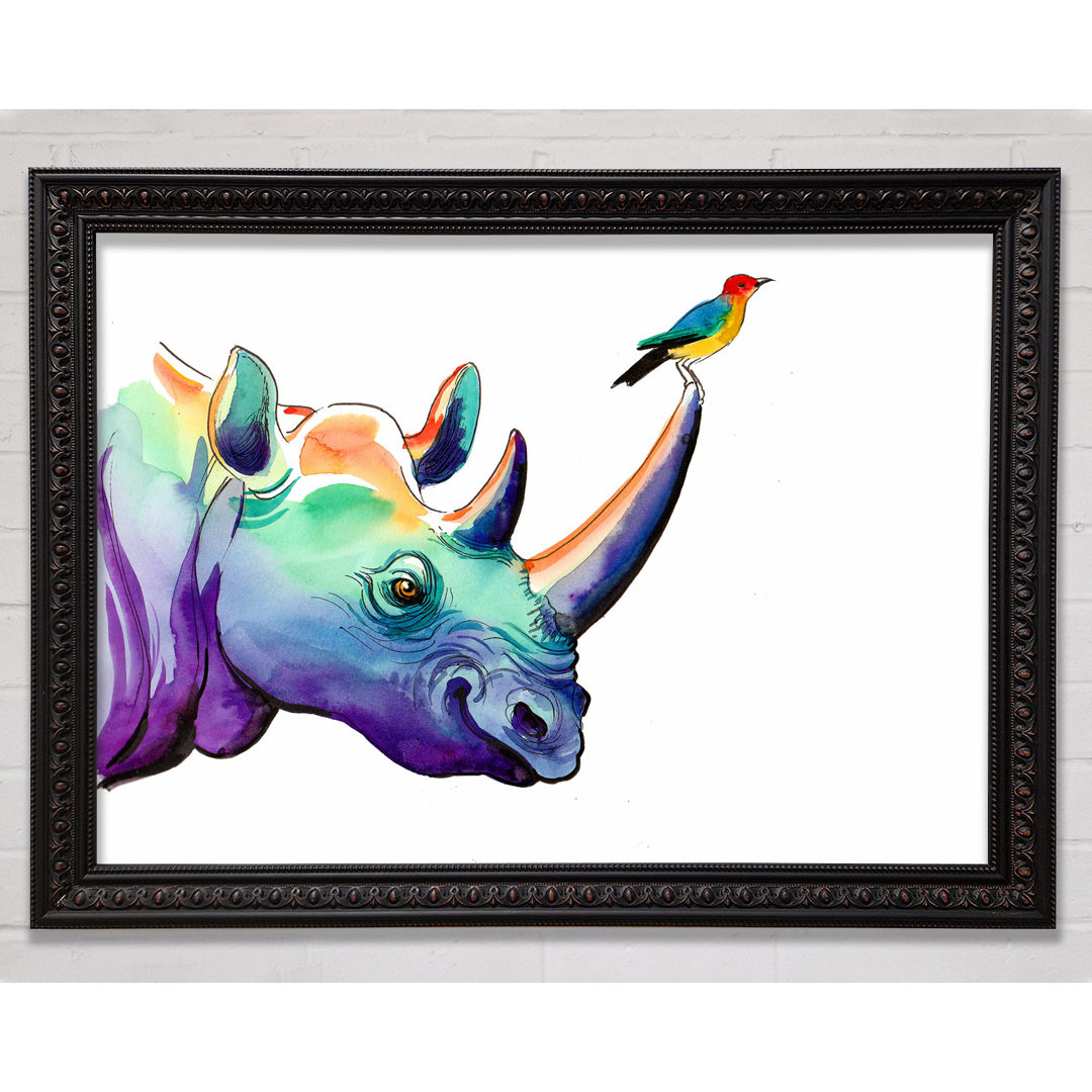 Gerahmtes Bild Rainbow Rhino Bird