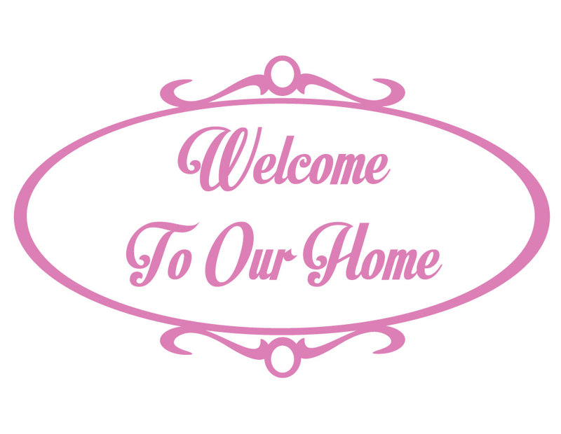 Décalcomanie murale welcome to home, H 36 po x l 60 po x P 0,01 po, Gomme à bulles