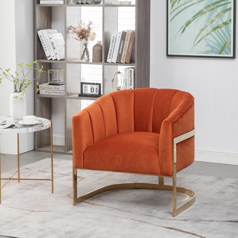 Fauteuil demi-tonneau Tellico, Velours orange