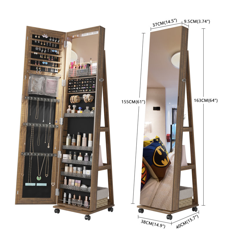 Armoire pour bijoux à DEL Kalijah, Brun