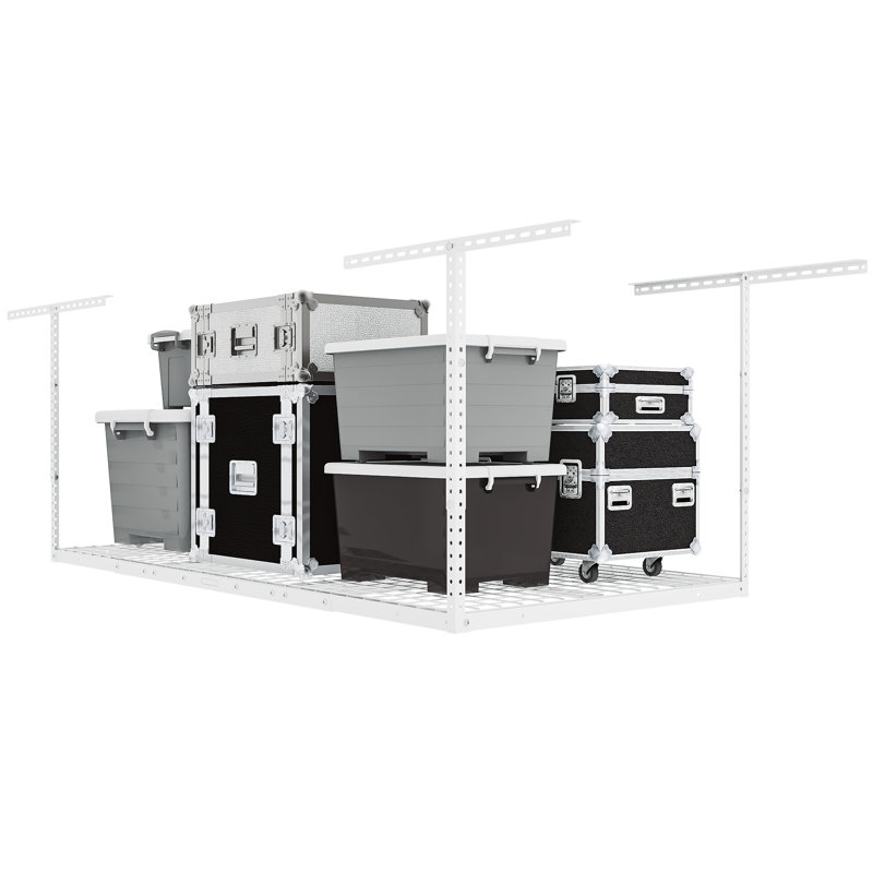 Maryorie Ceiling Mounted Overhead Steel Garage Storage Racks, 40" H x 72" W x 36" D, White