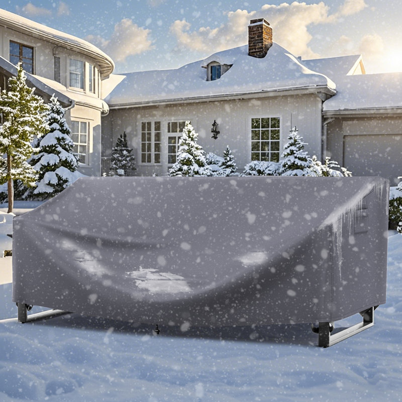 Giamanco Durable Outdoor Furniture Cover 600D Oxford Fabric, Gray, 28" H x 90" W x 68" D