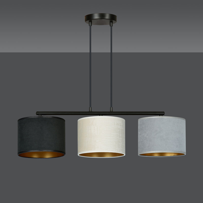 Eamie 3 - Light Steel Kitchen Island Pendant, Grey/Black/White
