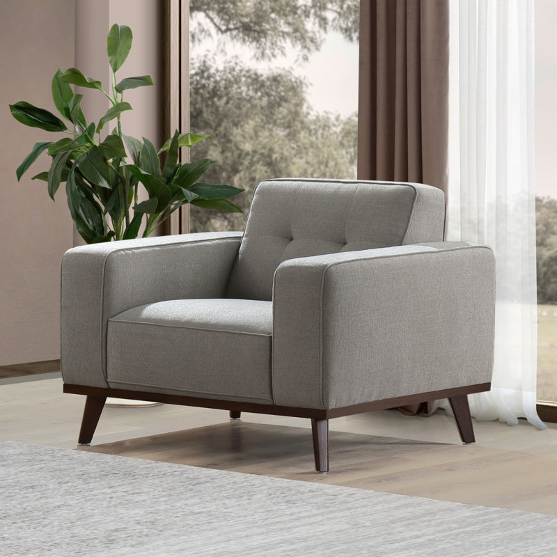 Chaise rembourrée Vicenza Mid-Century, gris, Gris