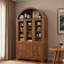 Garde-manger arqué avec portes en verre, tablettes arquées ouvertes, supports de rangement internes à 4 portes et tablettes réglables-472557426