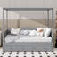 Lit simple avec auvent et lit gigogne simple, structure en bois avec tête de lit-264072415