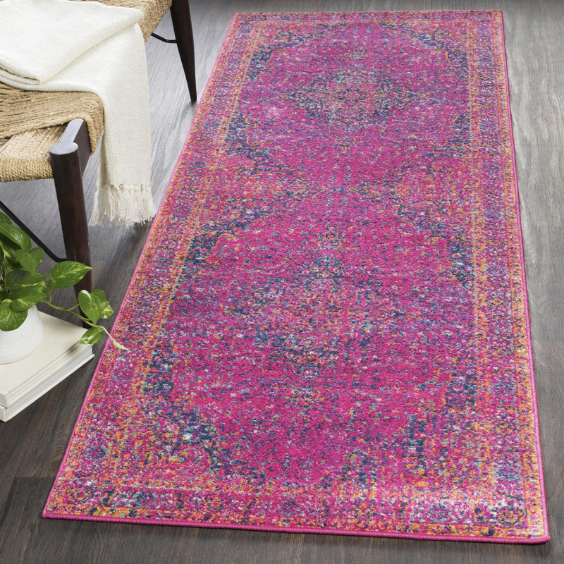 Hillsby Machine Woven Garnet/Navy Area Rug, Runner 2'7" x 7'3"