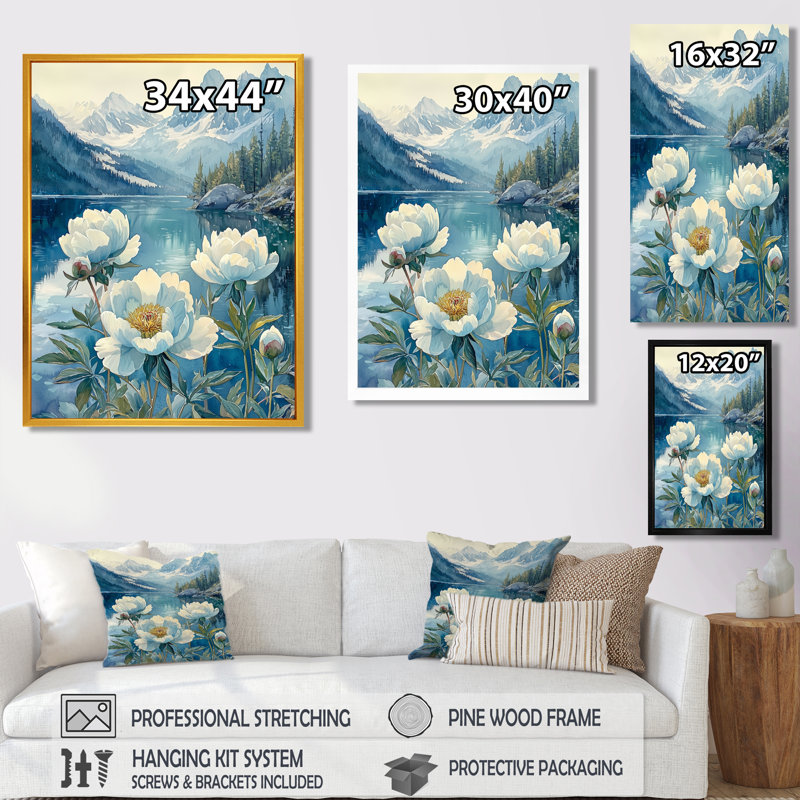 Carnahagh - Floral Wall Art, H 40 po x l 30 po, Noir, noir, noir, noir, Reproduction encadrée d'une seule photo