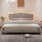 KING-Boucle Upholstered Solid Wood Bed Frame Soft Cloud Headboard Low Profile Bed Frame with RGB LED Lights（No Mattress Included）-119729697-119729695