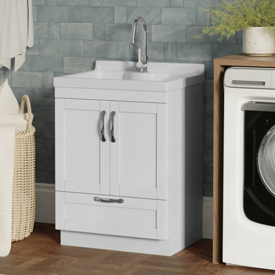 24-Inch Laundry Utility Sink And Cabinet With ABS Sink