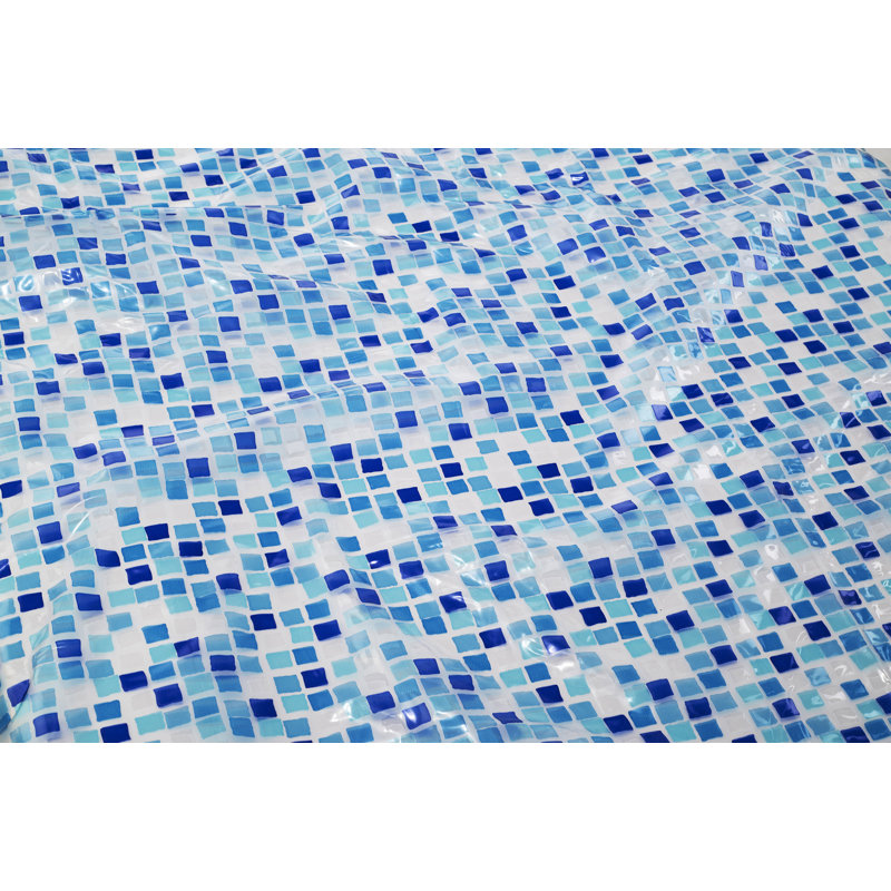 Mosaic Vinyl Shower Curtain, Blue