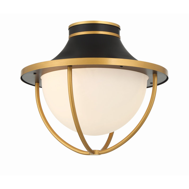 Atlas Gold and Matte Black 13.5 in. W 2 - Bulb LED Outdoor Semi Flush Mount Outdoor Flush Mount
