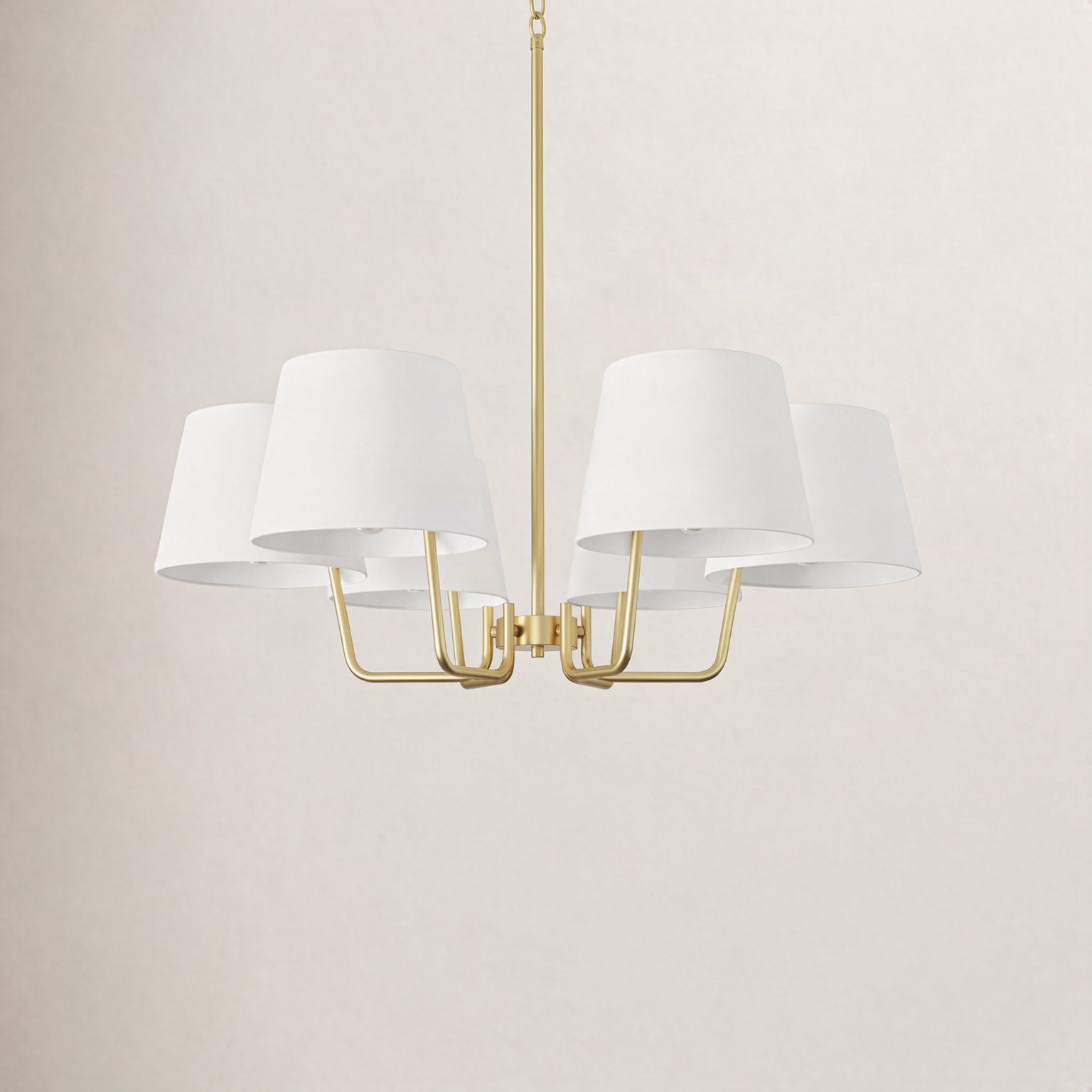 6-Light Chandelier, Brushed Brass