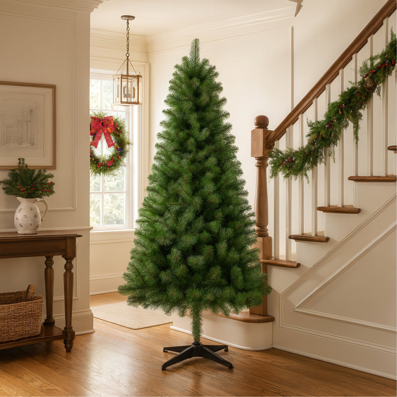 Arbre de Noël artificiel à charnière non éclairé 6 pi avec 582 pointes, branches en PVC, arbre de vacances vert avec support en plastique à 4 pieds pour la décoration de Noël intérieure