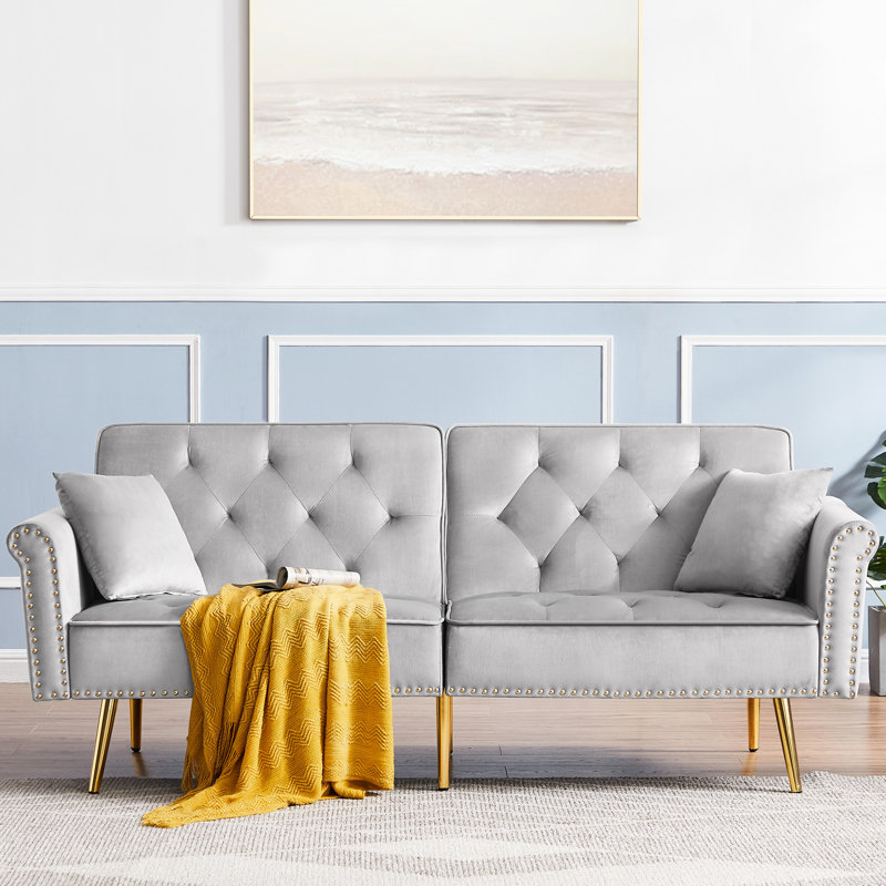 Grey Velvet With Spacious Seat And Nailhead Accents Bed Easy Upholstery Comfortable Back