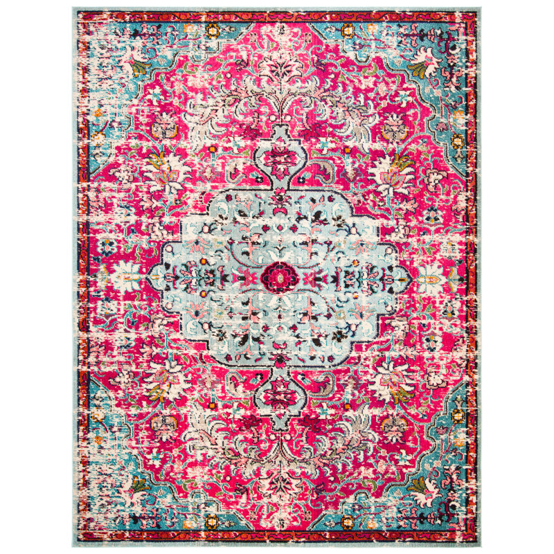 Tapis fuchsia / bleu sarcelle Felty, Rectangle 12 pi x 18 pi