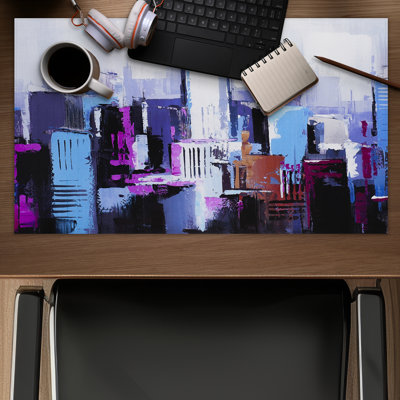 Abstract Blue & Purple City Gaming Mat | Contemporary Home Decor