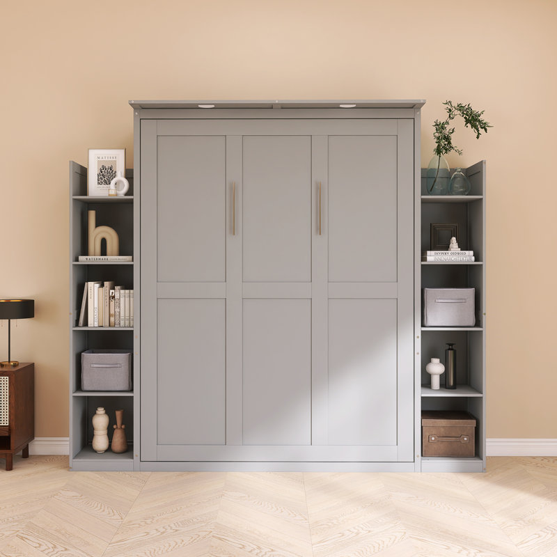 Solid Wood Murphy Bed, Walnut, Queen