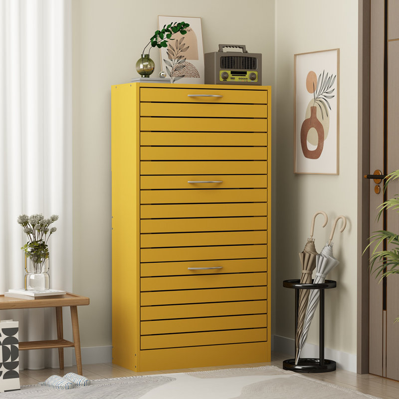 Armoire de rangement pour chaussures 22 Bennes, Jaune