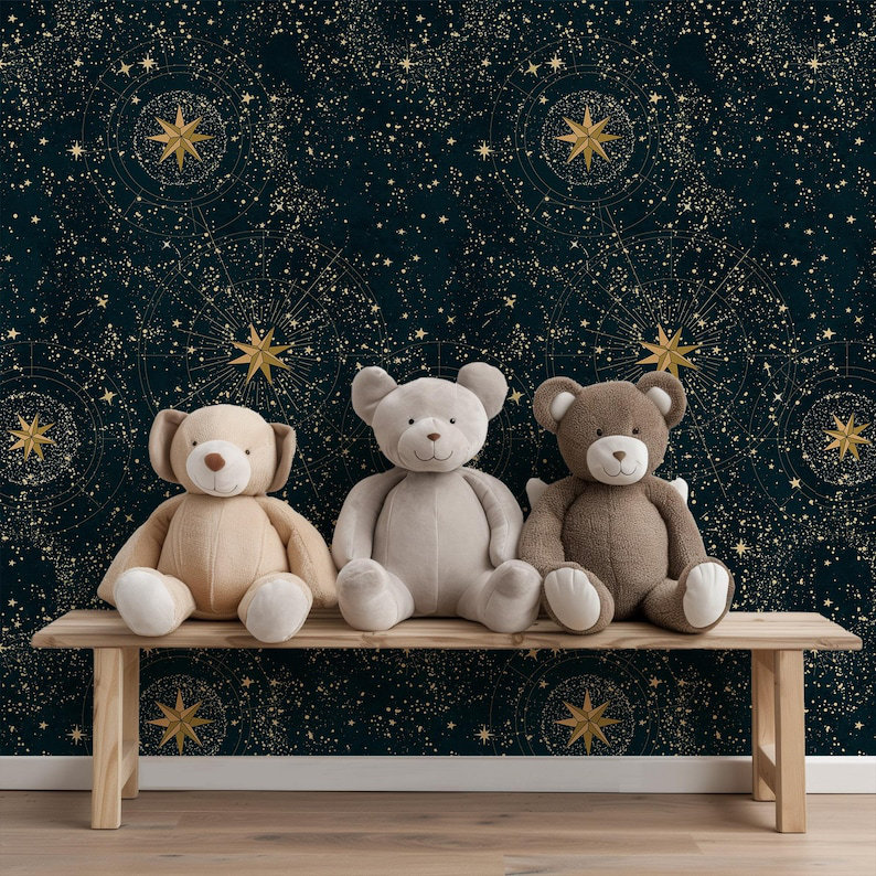 Blue and Gold Night Sky Stars Wallpaper