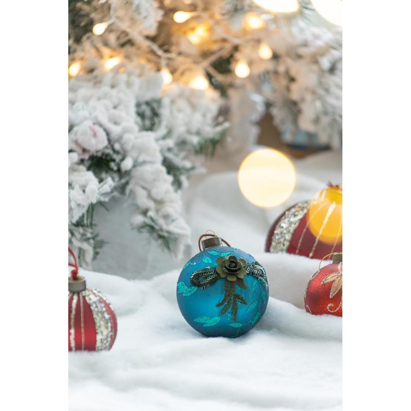 D4,7 po, boules de Noël décoratives, boules de Noël suspendues en verre pour décorations de fêtes, ensemble de 4
