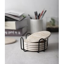 Union Rustic Wood Square 4 Piece Coaster Set With Holder - Wayfair Canada