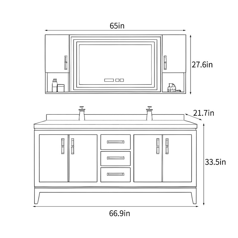 Ojal, 33.5" H x 66.9" W x 21.7" D