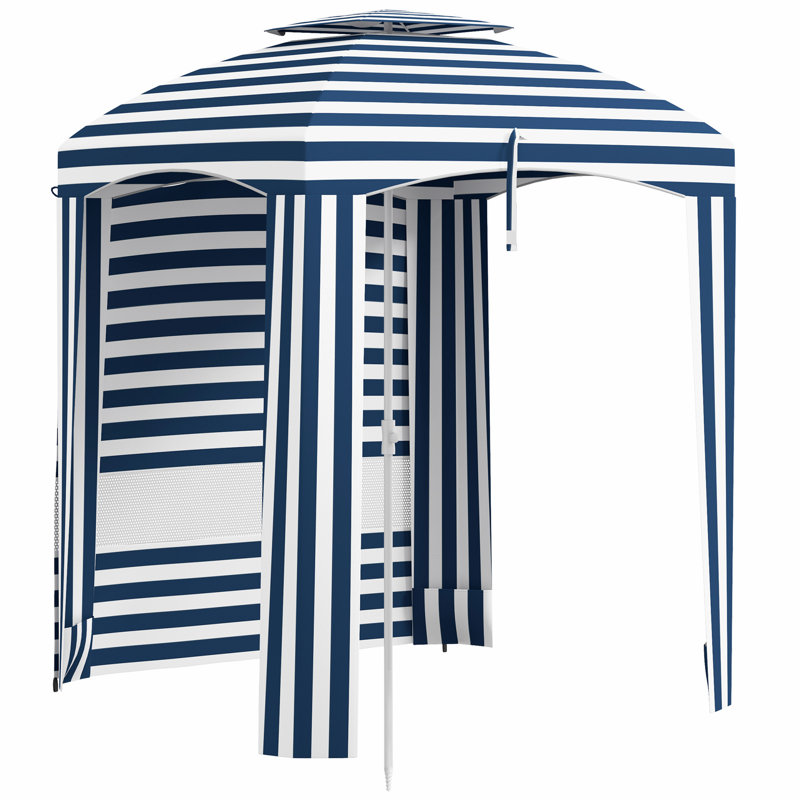 Parasol portable avec caractéristiques polyvalentes pour une protection ultime contre le soleil (sans base), Blanc / Bleu