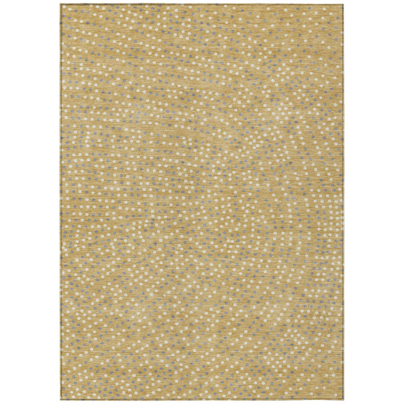 Tapis intérieur lavable à pois doré 3 pi x 5 pi