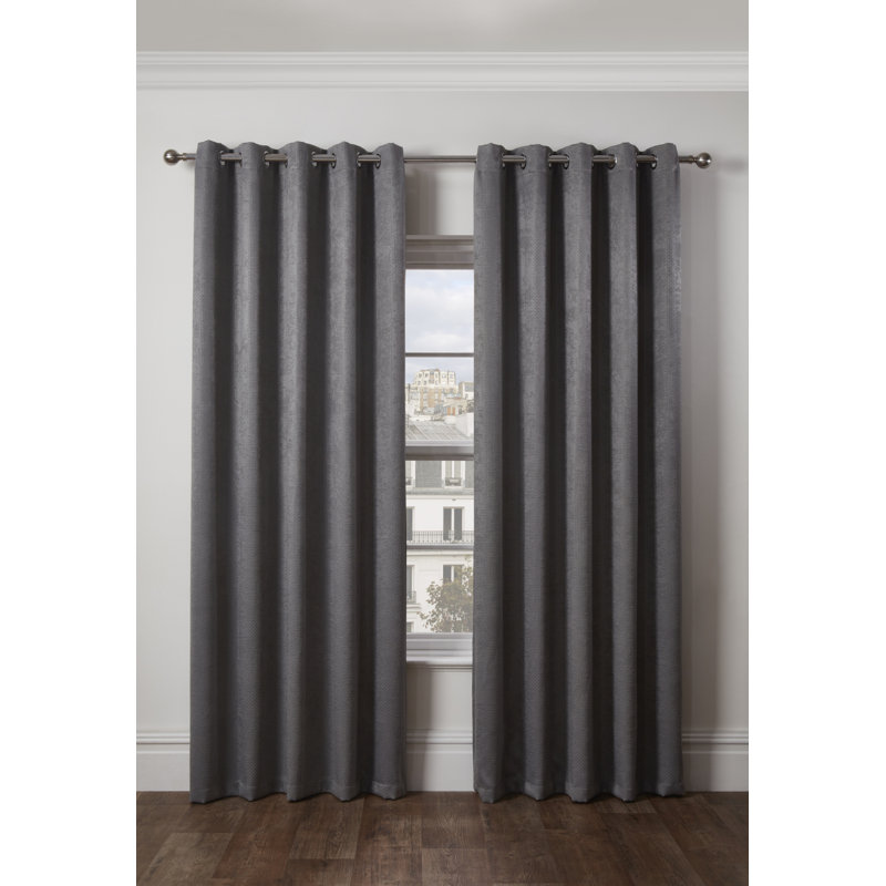 Ambiance Blackout Curtain Pair, 116 W x 137 D cm, Charcoal