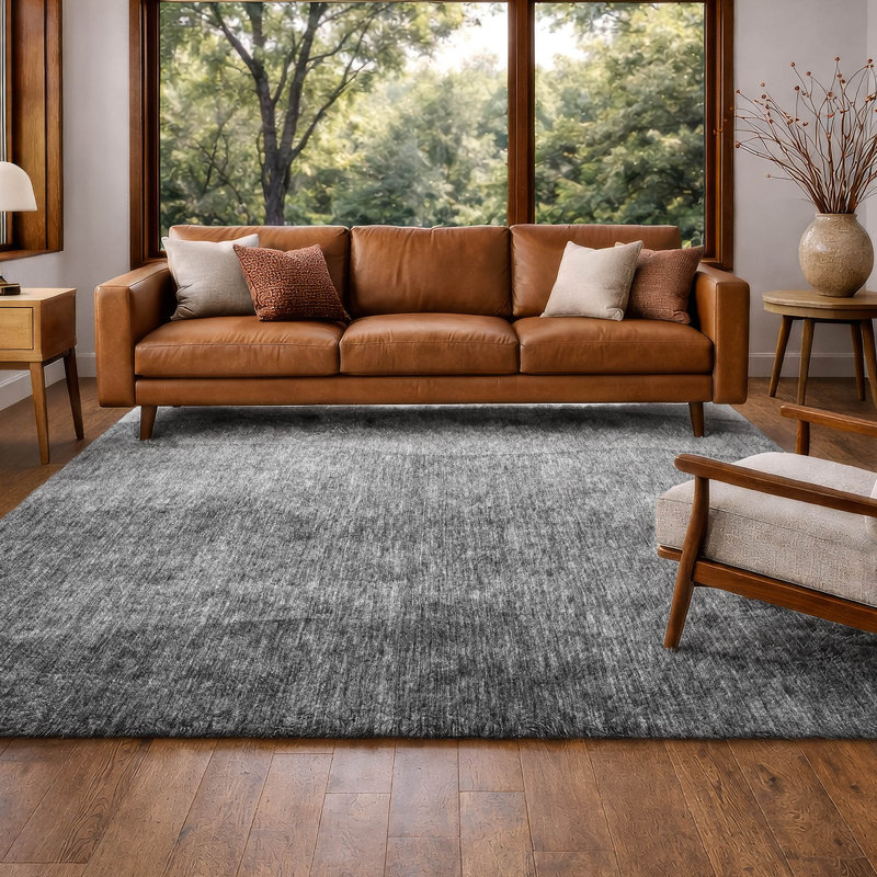 Tapis dégradé Premium à poils longs lavable à la machine ADS625, Grey, 8' x 10'
