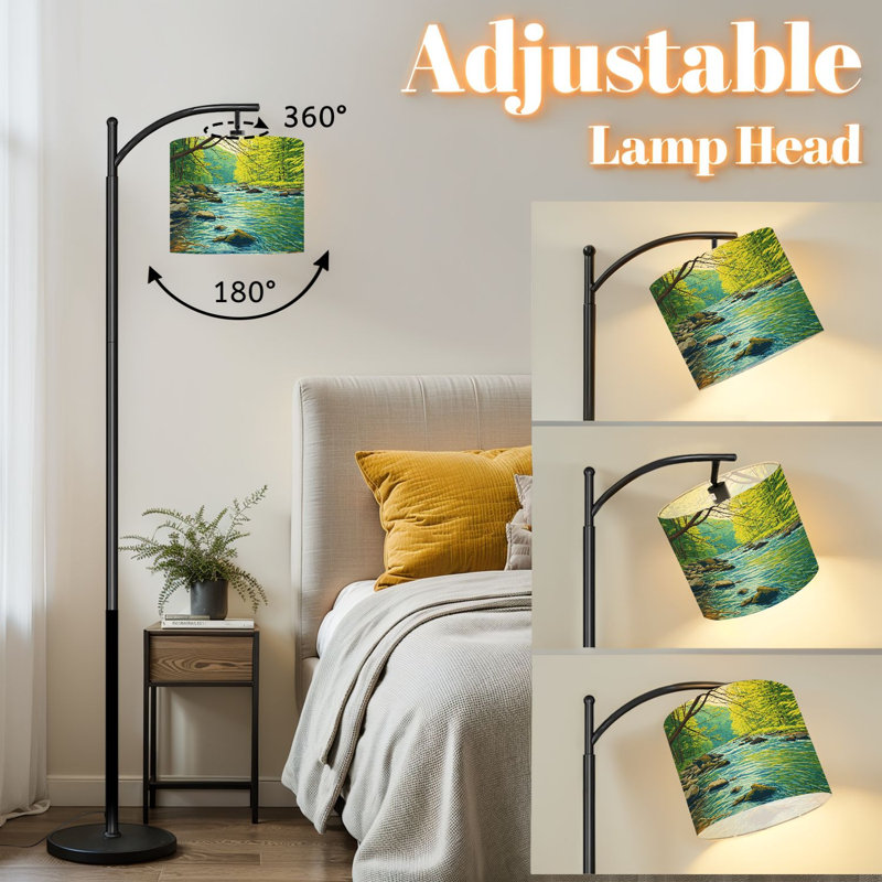 Lampe sur pied à arc avec abat-jour réglable Mountain Trout Stream Pennsylvania