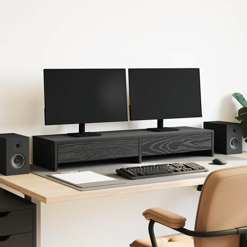 Barra Manufactured Wood Monitor Stand, Black Oak, 15cm H x 100cm W x 27cm D