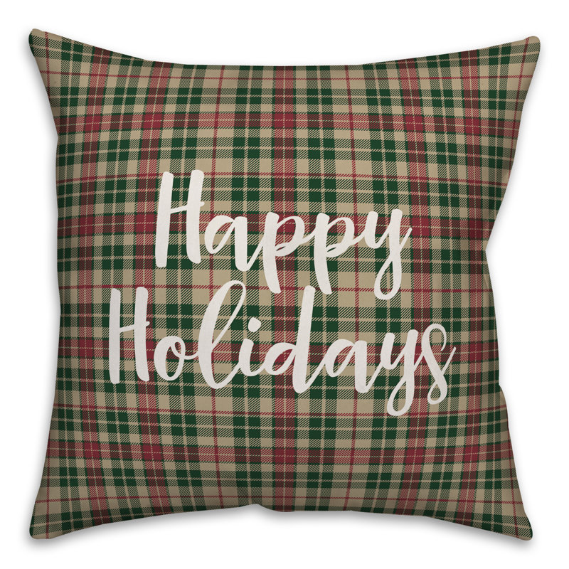  Coussin décoratif Happy Holiday in Tartan, Coussin décoratif