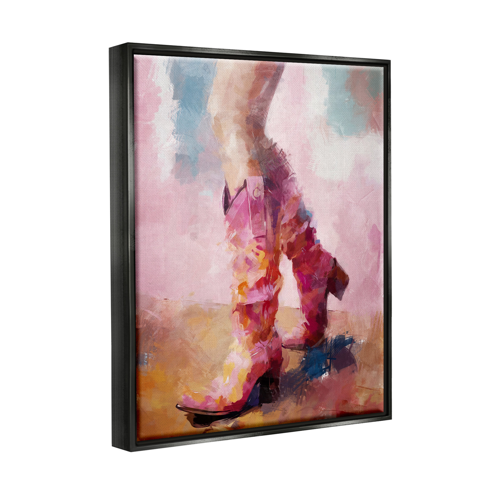 Stupell Industries Ba-642-Floater Abstract Pink Cowgirl Boots Framed On ...