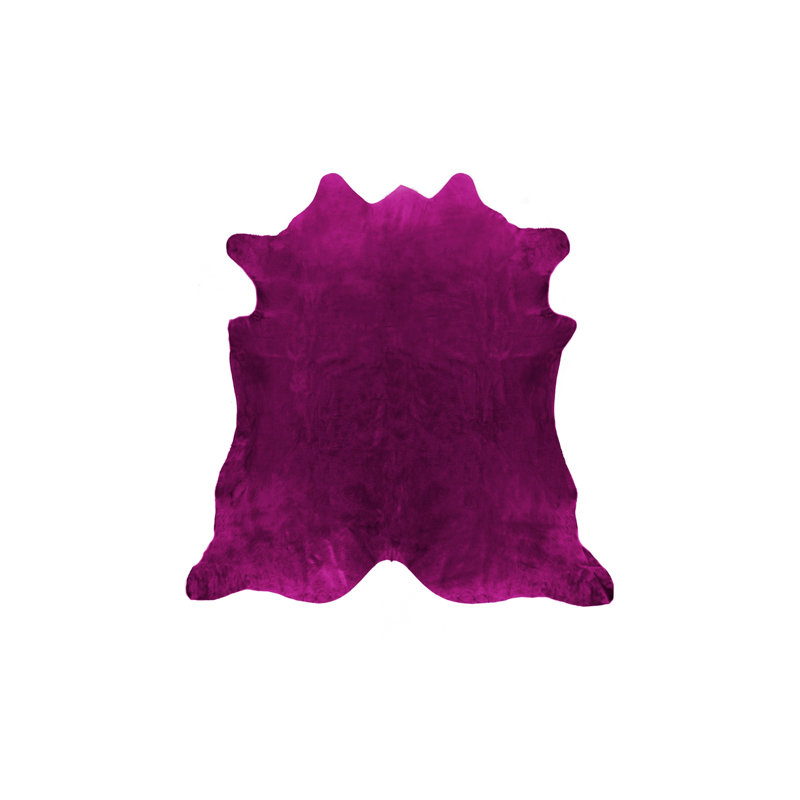 Tapis mauve en cuir de vache noué à la main 6 pi x 7 pi