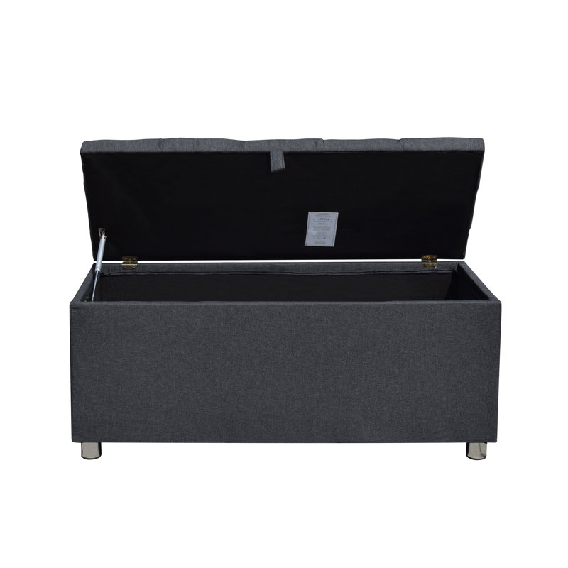 Greco Linen Blend Upholstered Storage Bench