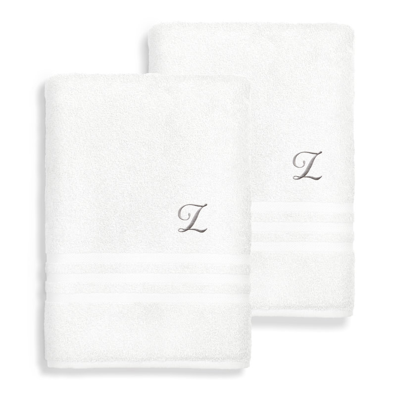 Serviette de bain en coton Denzi 1, D, Blanc