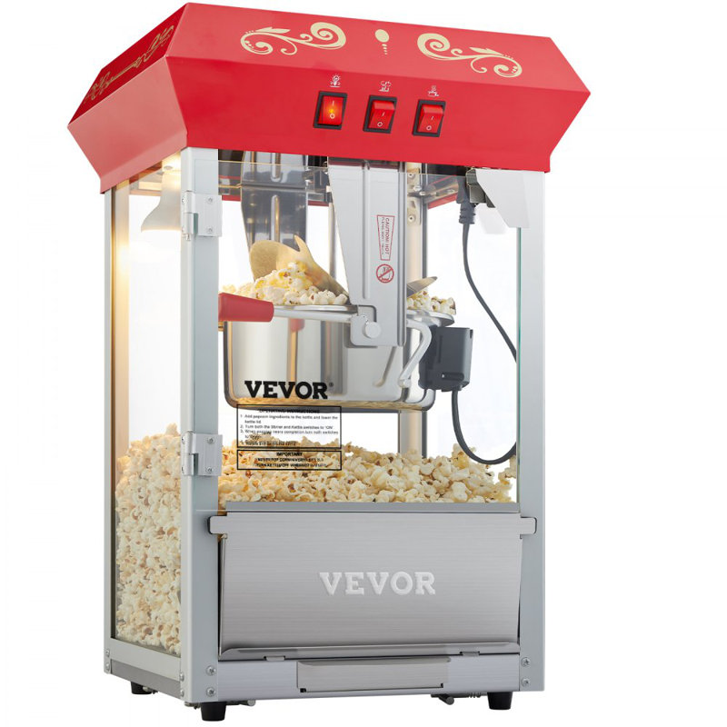 VEVOR 8 Oz. Tabletop Popcorn Machine, Popcorn Machine Stand / Cart