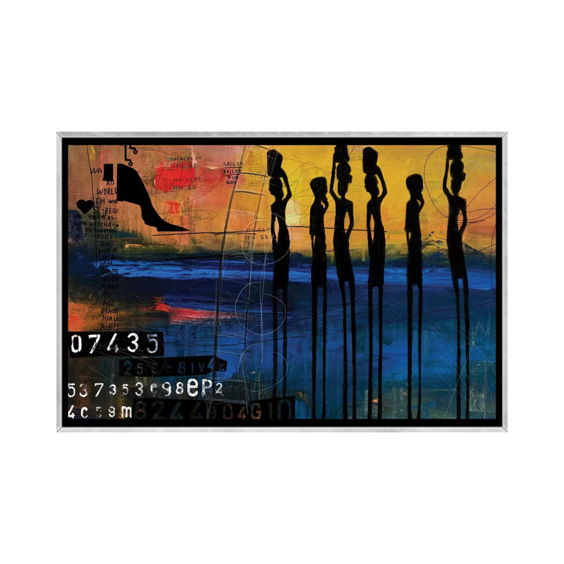 Tribes Men par Nikki Chu - imprimé, Encadrement argenté, H 26 po x l 40 po x 1,5 po